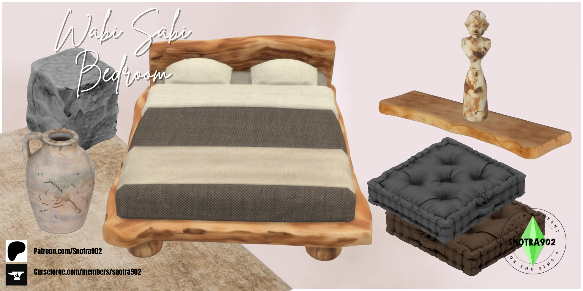 Wabi Sabi Bedroom mod for The Sims 4 