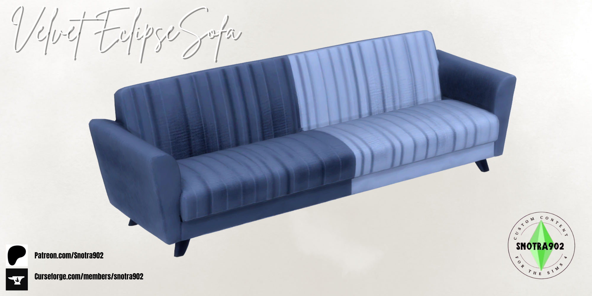 Velvet Eclipse Sofa mod for The Sims 4 