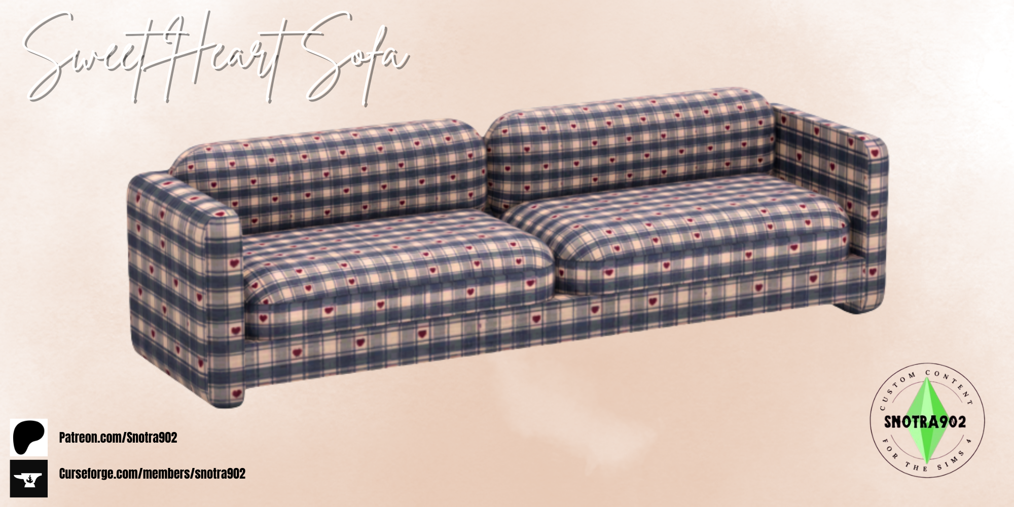 Sweet Heart Sofa mod for The Sims 4 