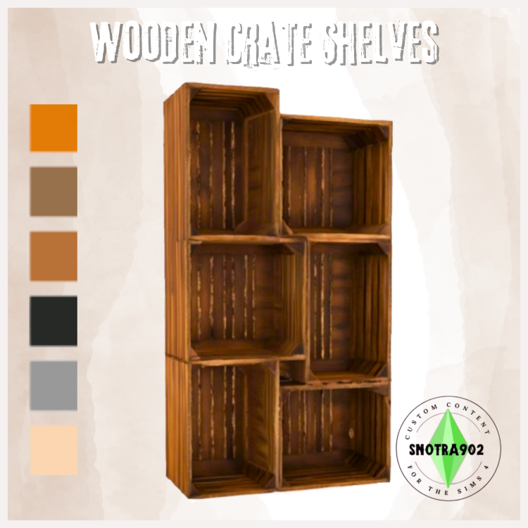 Wooden Crate Shelves mod for The Sims 4 