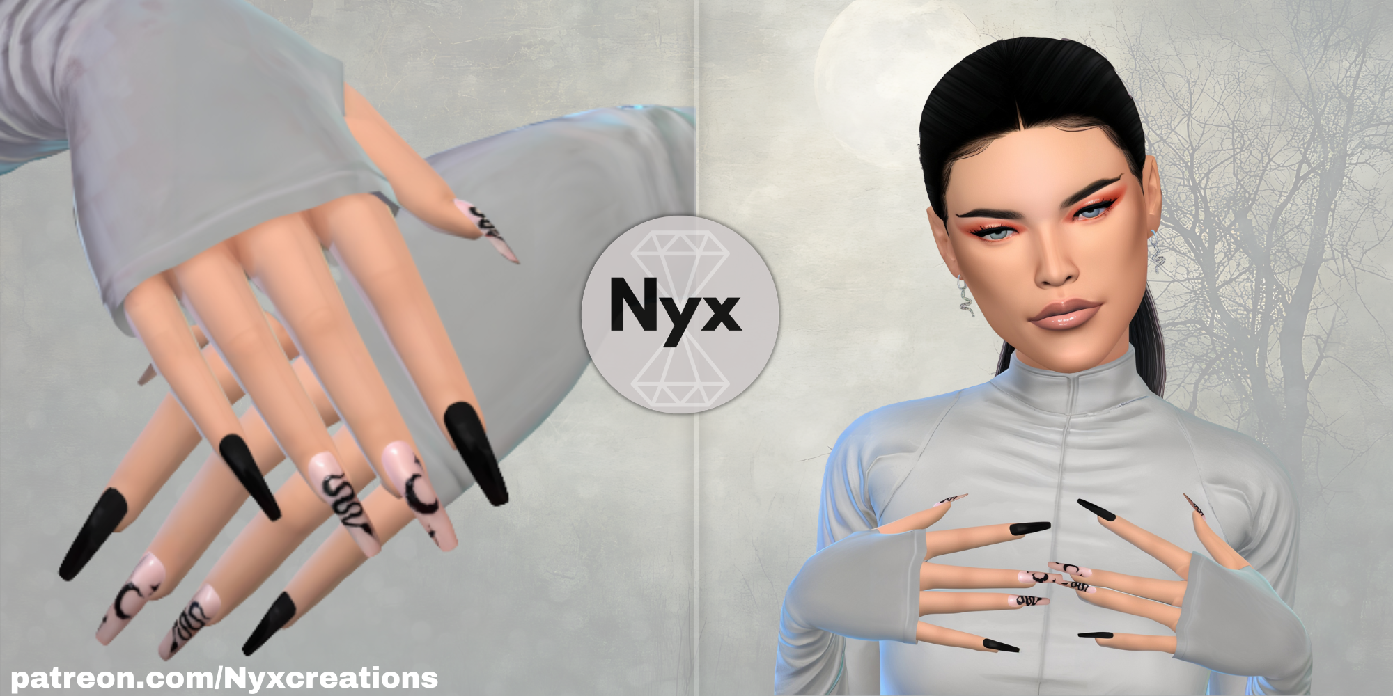 Goth nails set 54 mod for The Sims 4 