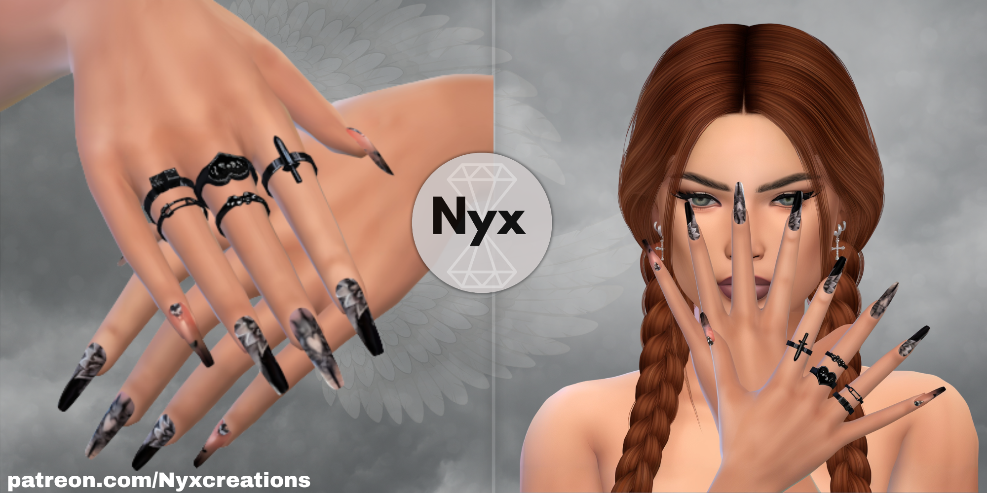 Goth nails set 53 mod for The Sims 4 