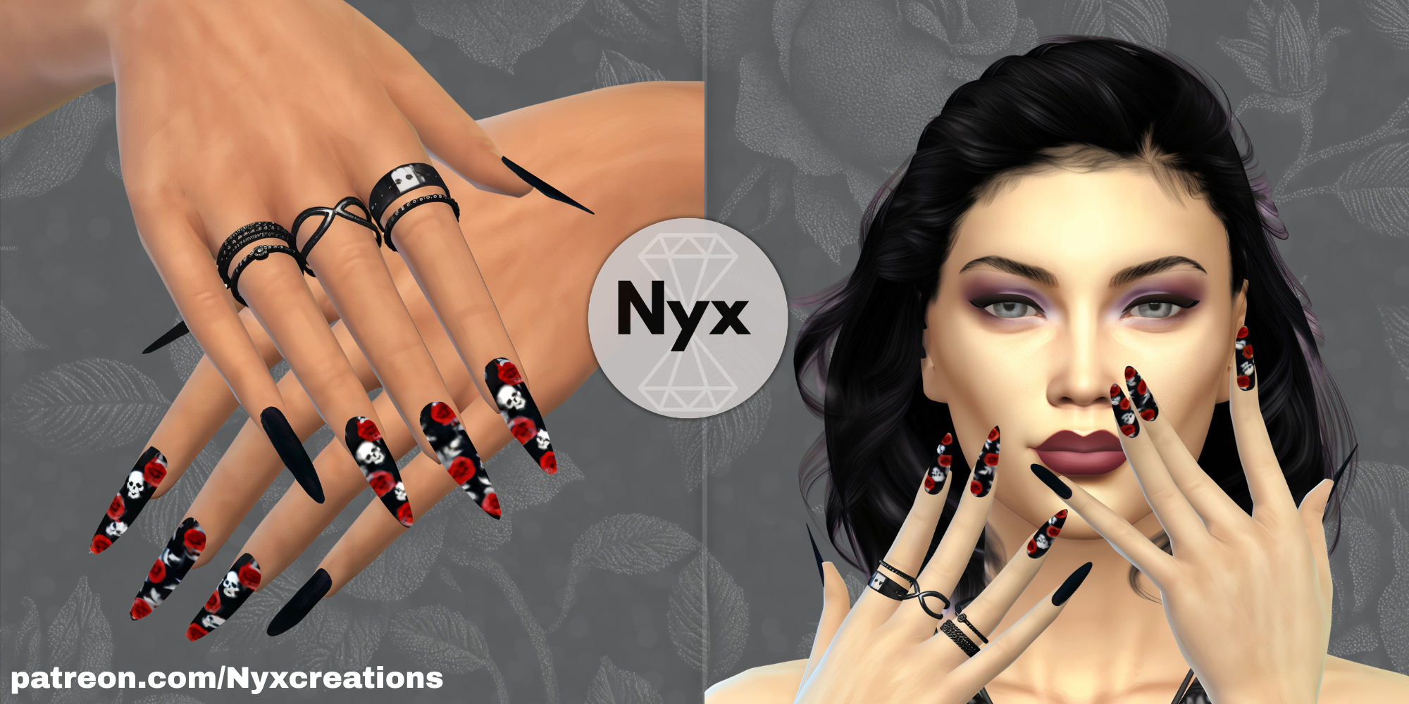 Goth nails set 14 mod for The Sims 4 