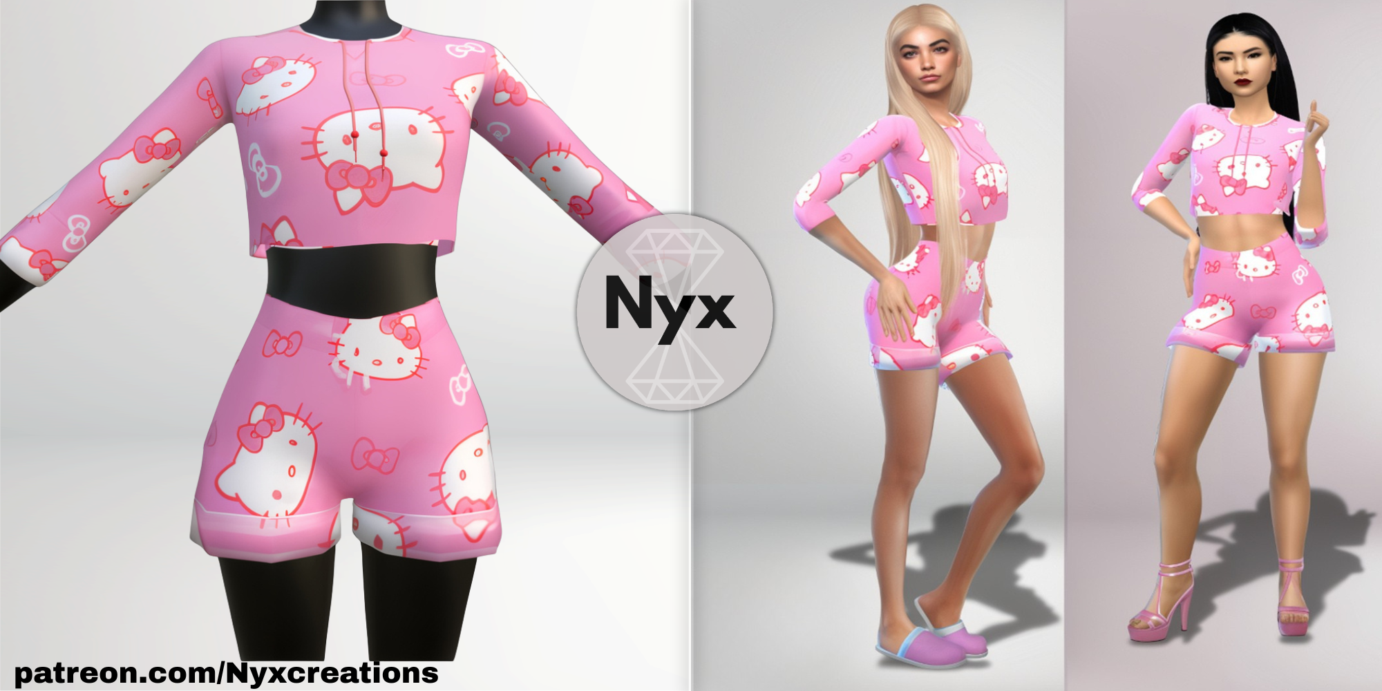 Hello kitty pajama mod for The Sims 4 