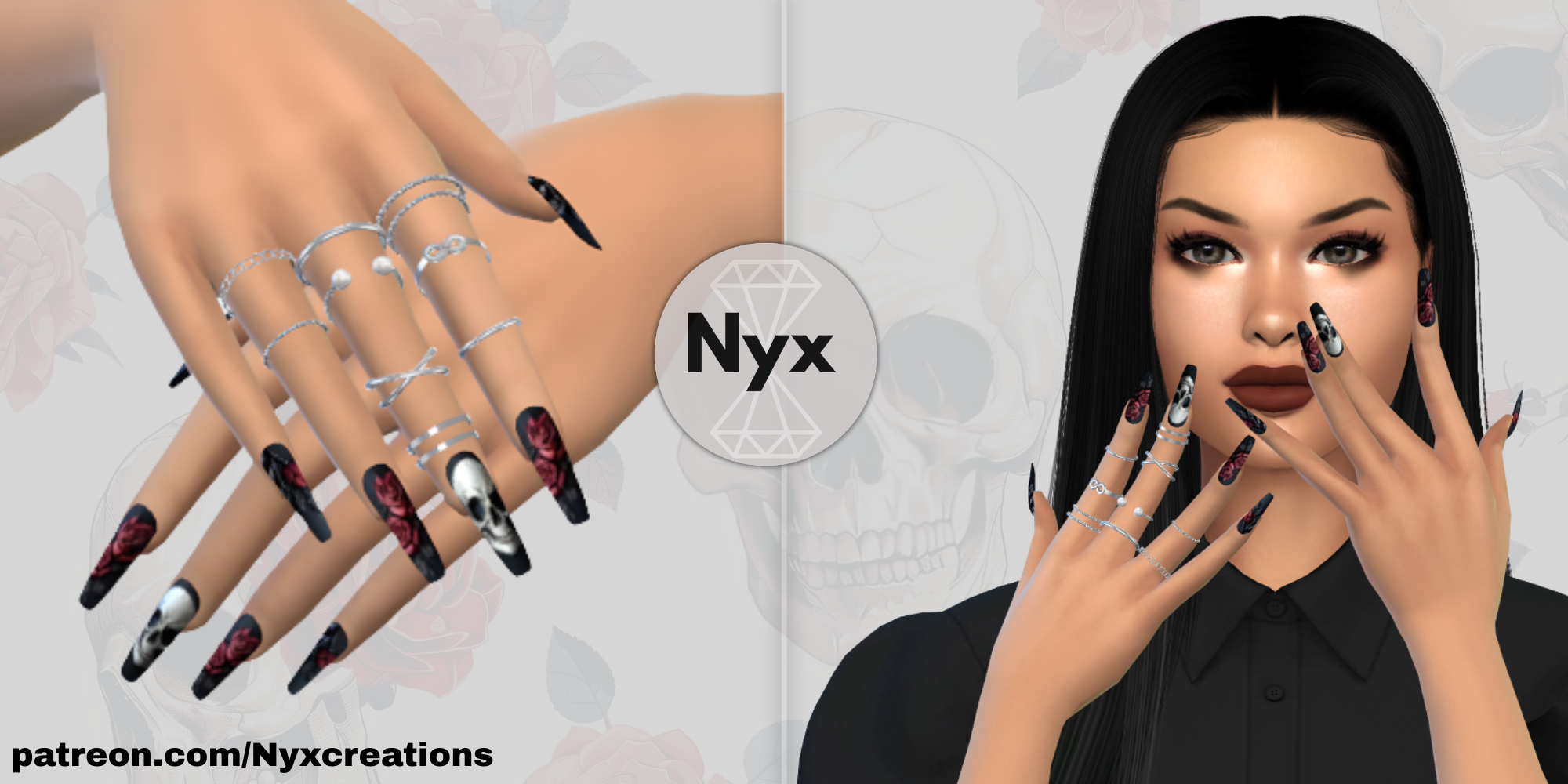 Goth nails set 96 mod for The Sims 4 
