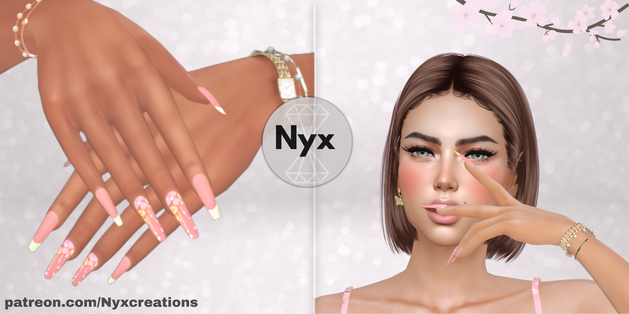 Spring nails set 30 mod for The Sims 4 