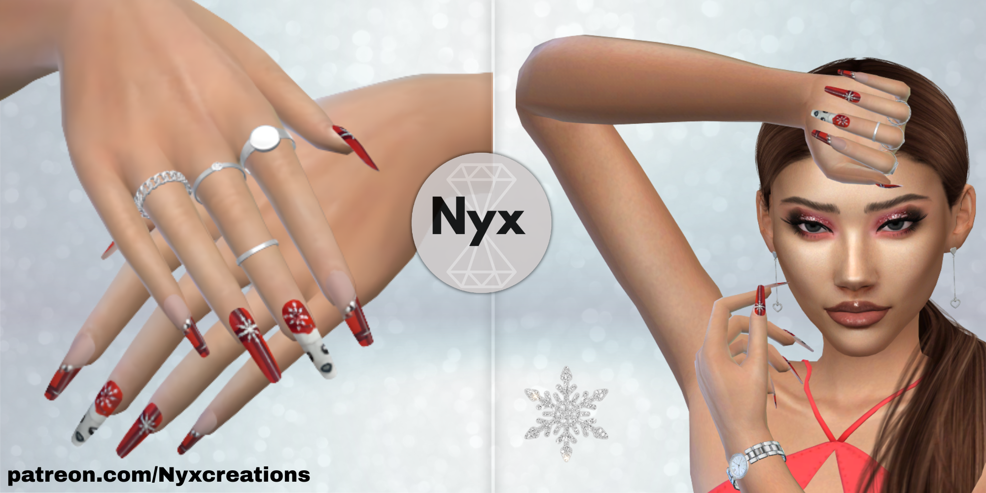 Xmas nails set 159 mod for The Sims 4 