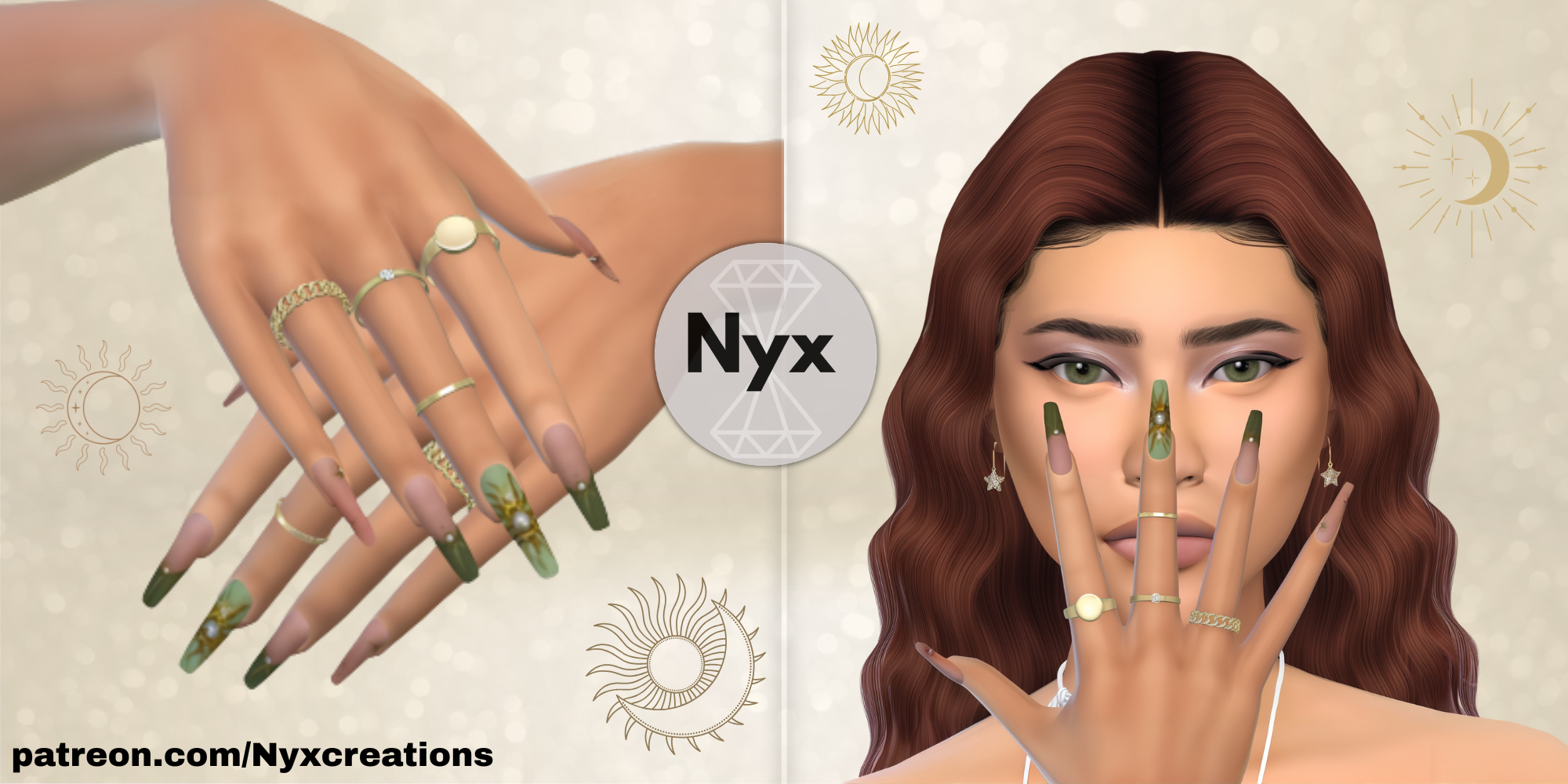 Abstract nails set 59 mod for The Sims 4 