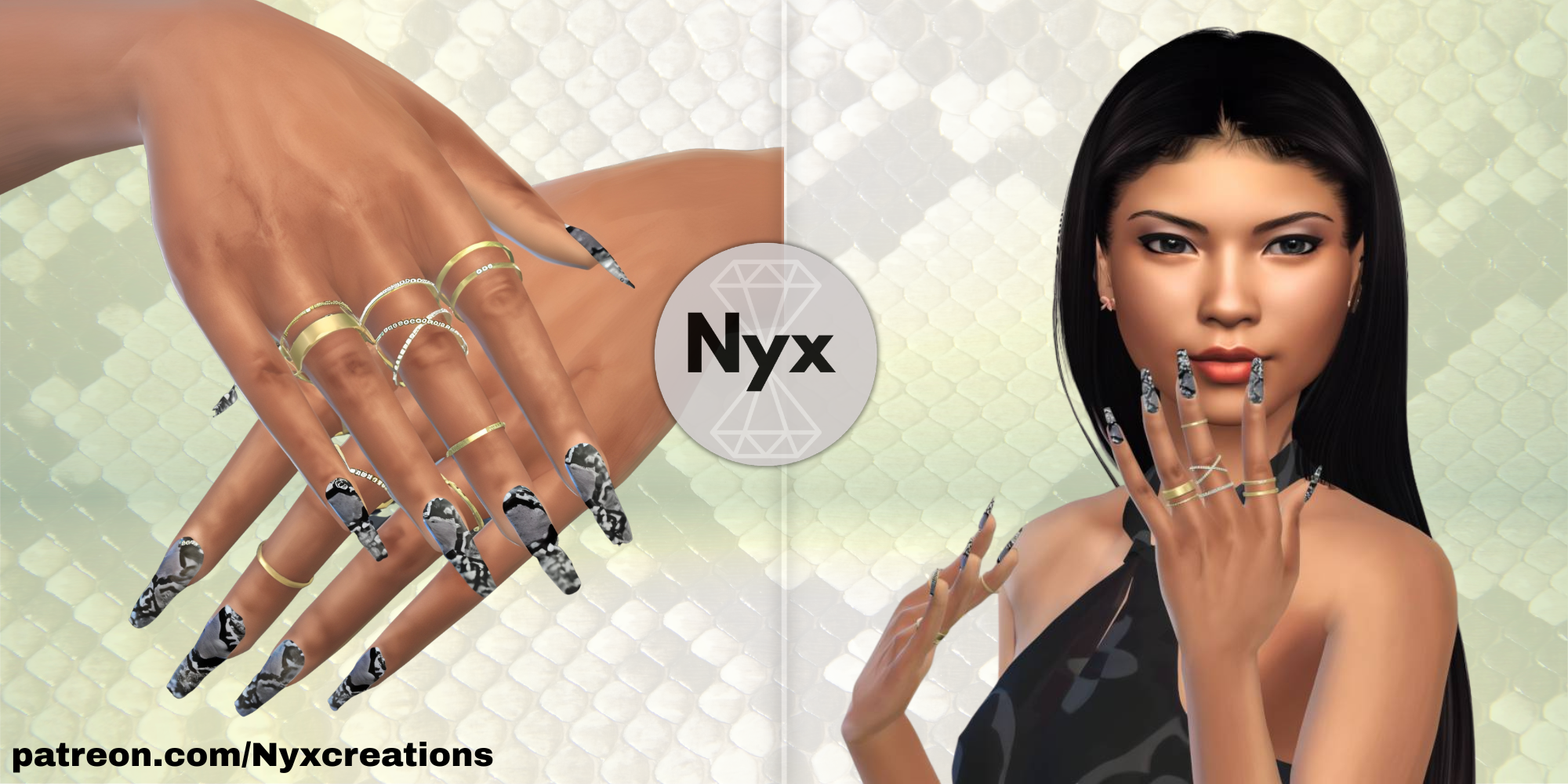 Snake venom nails mod for The Sims 4 
