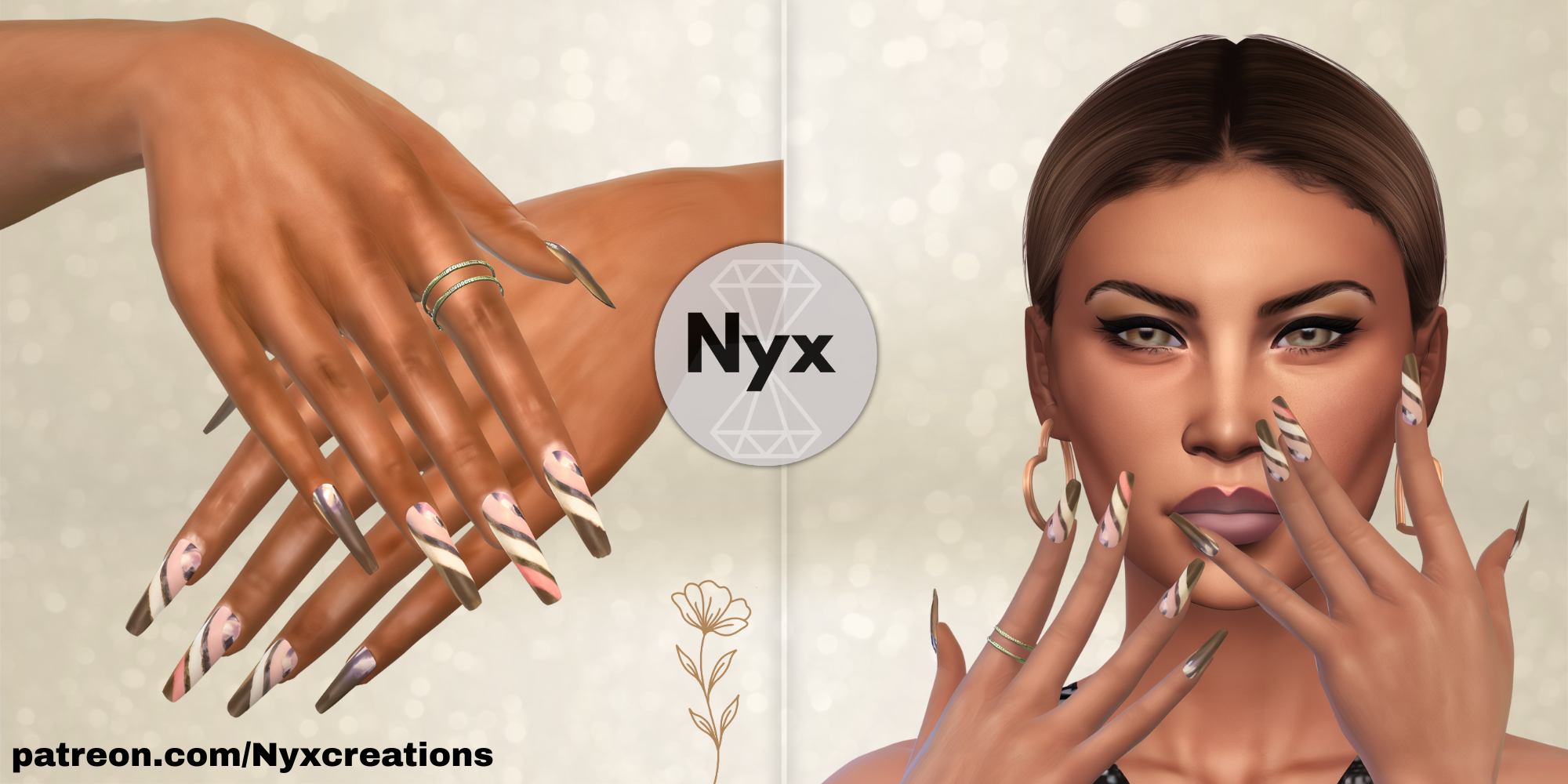 Abstract nails set 07 mod for The Sims 4 