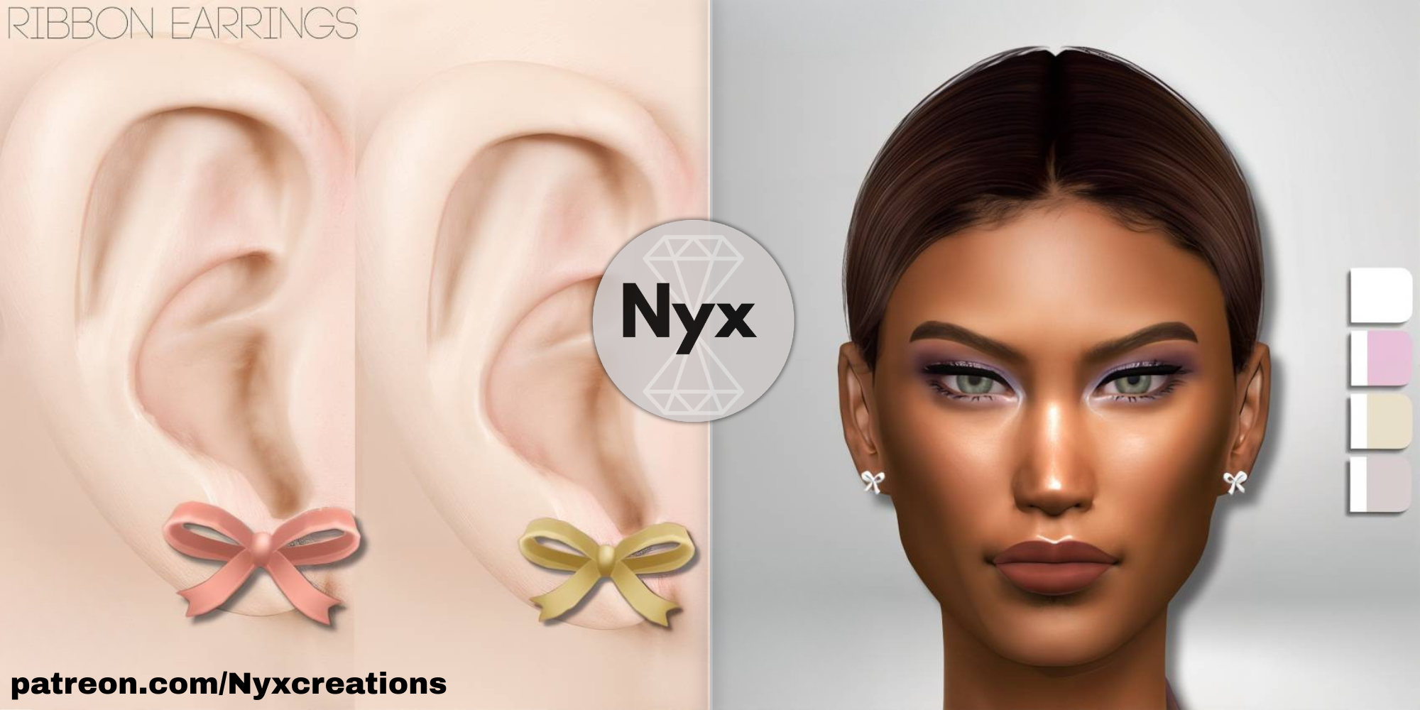Ribbon earrings mod for The Sims 4 