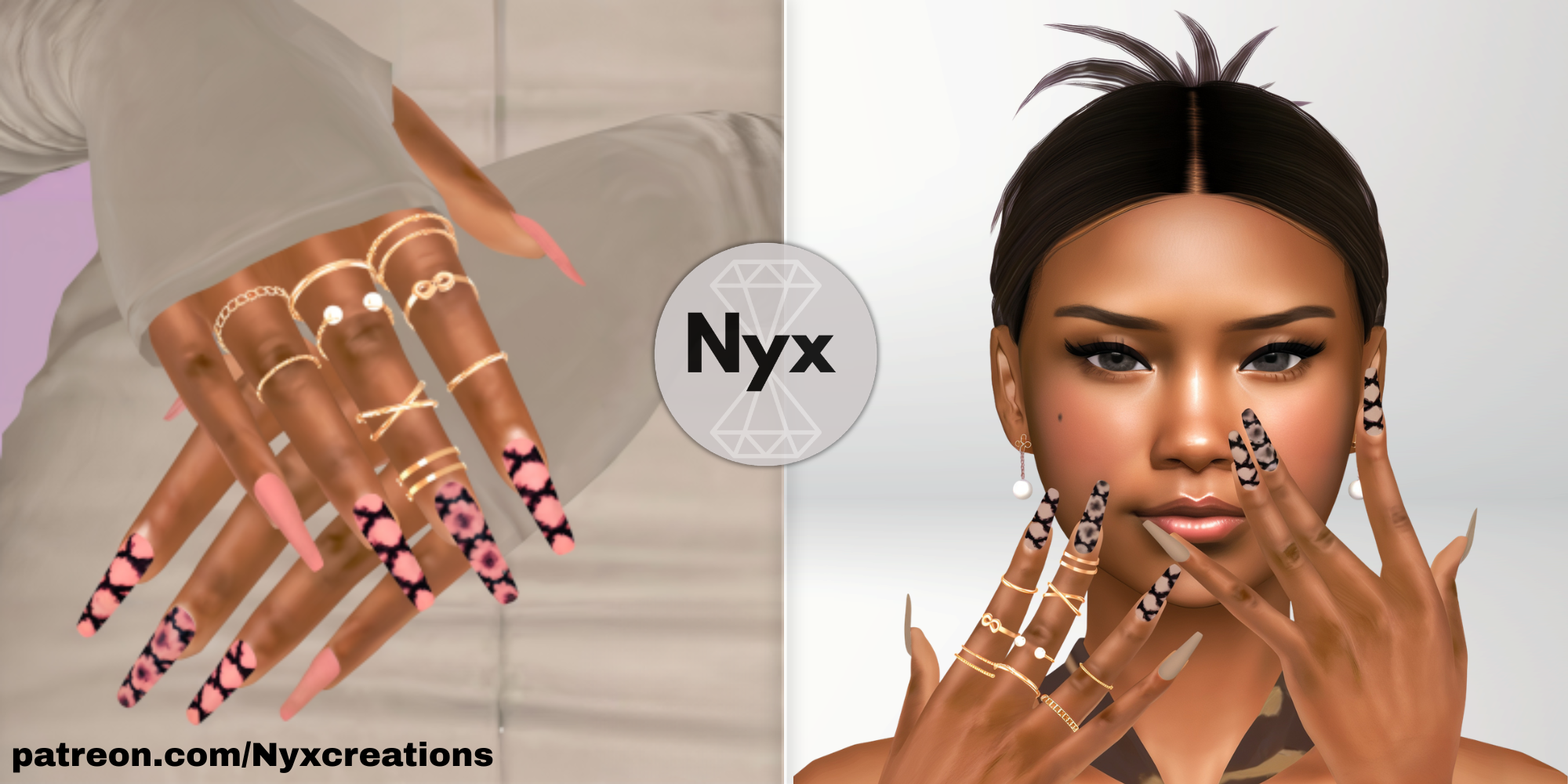 Abstract nails set 27 mod for The Sims 4 