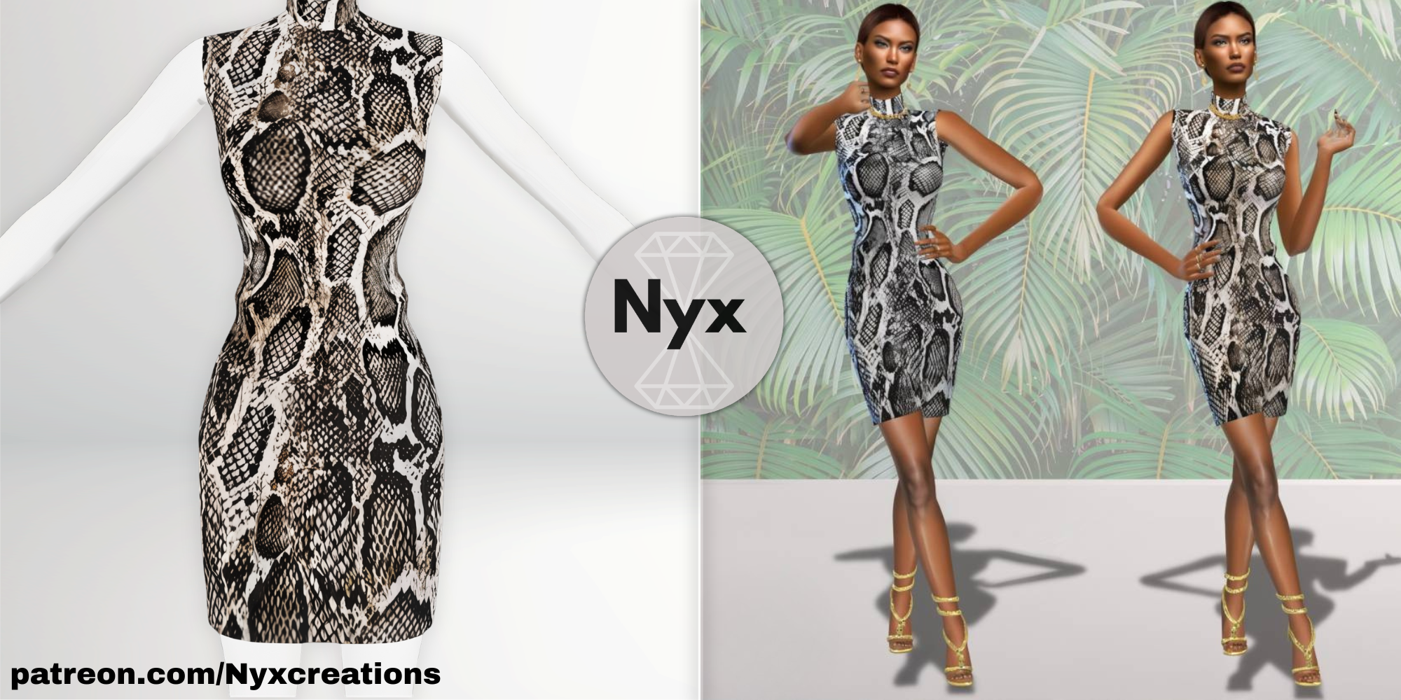 Snake venom dress mod for The Sims 4 