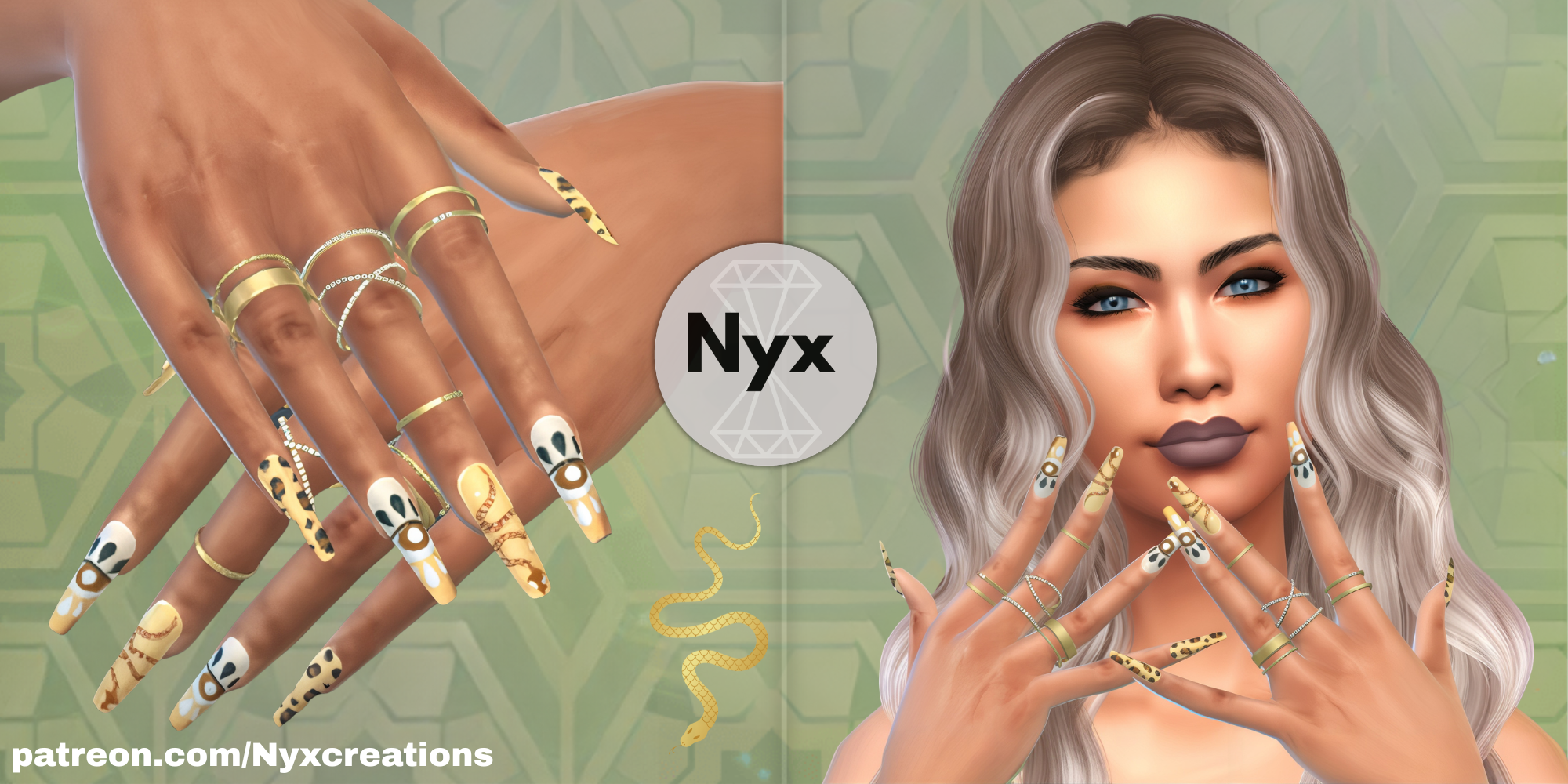 Abstract nails set 12 mod for The Sims 4 