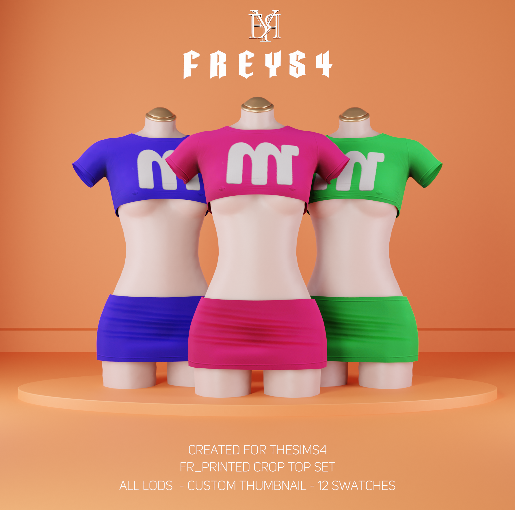 FR_Printed Crop top Set mod for The Sims 4 