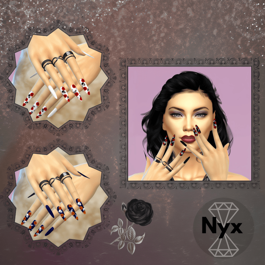 Goth nails set 14 mod for The Sims 4 