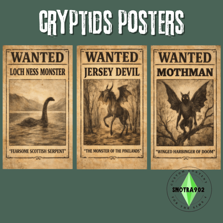 Cryptids Posters mod for The Sims 4 