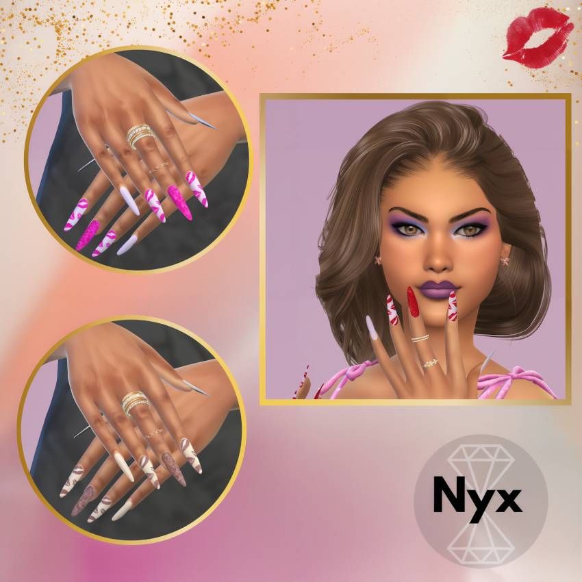 Glitter nails set 09 mod for The Sims 4 