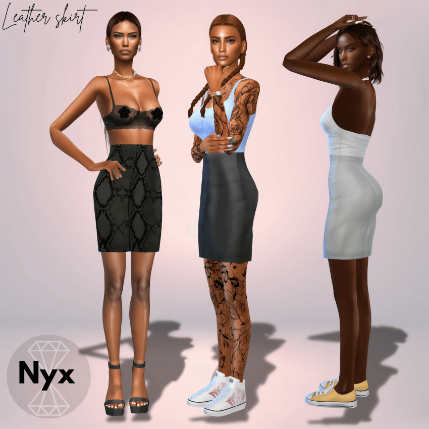 Leather high-waist skirt mod for The Sims 4 