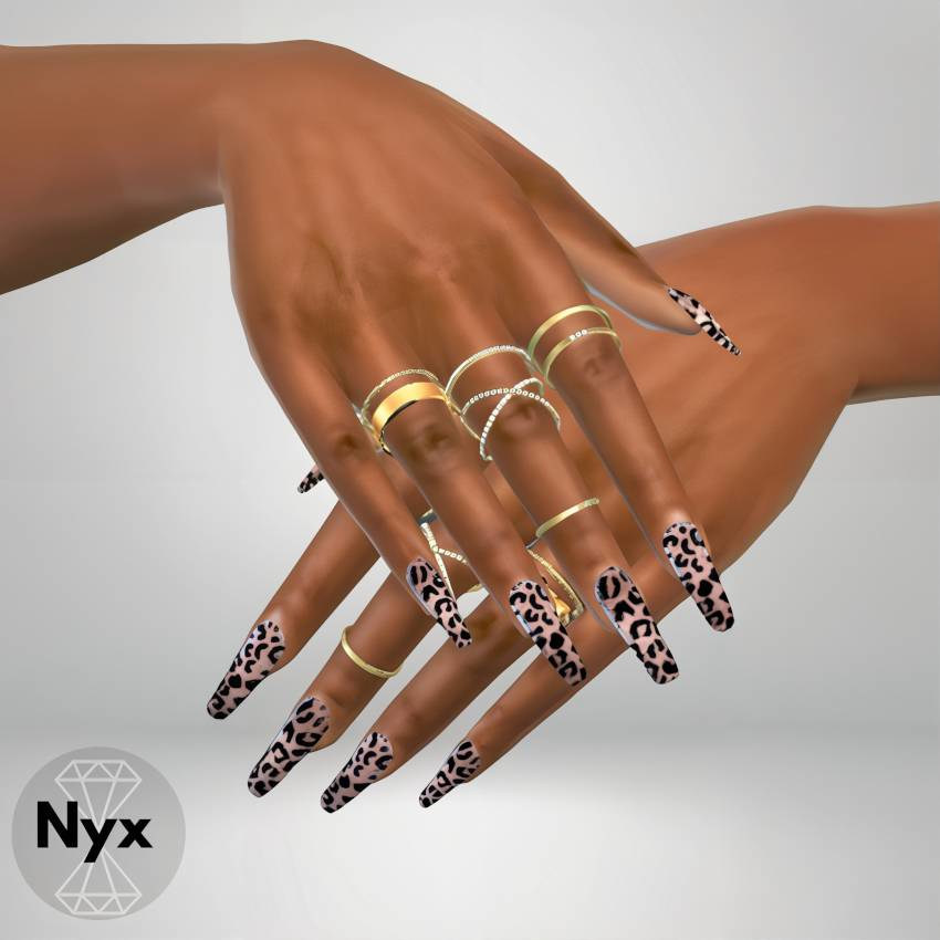 Leopard print long nails mod for The Sims 4 