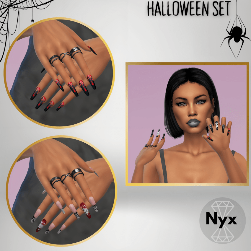 Halloween nails set 10 mod for The Sims 4 