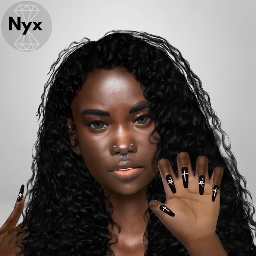 Goth nails set mod for The Sims 4 