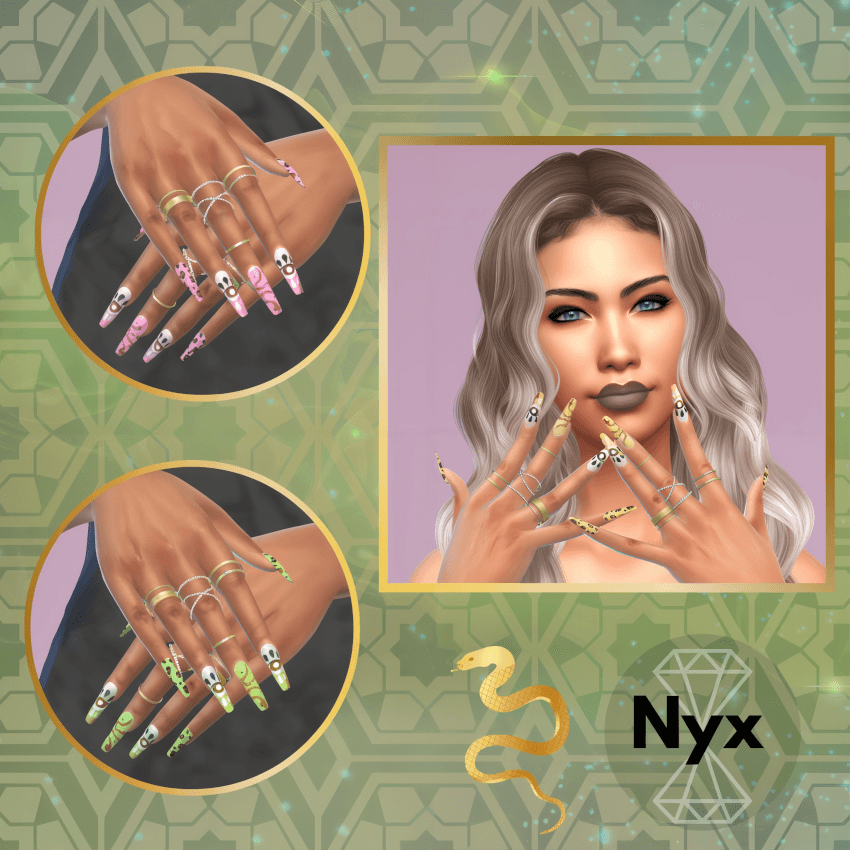 Abstract nails set 12 mod for The Sims 4 
