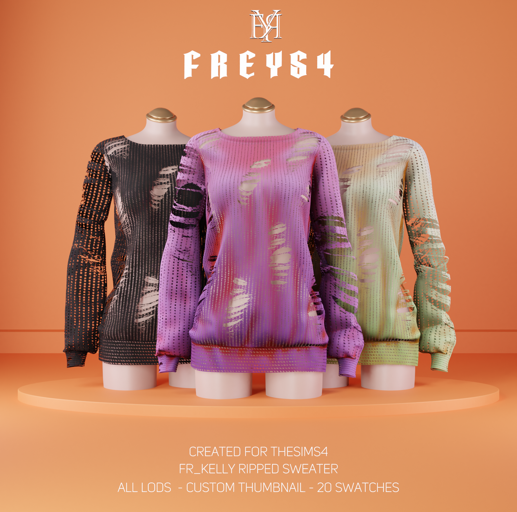 FR_Kelly Ripped Sweater mod for The Sims 4 