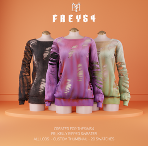 Sims 4 Mod Ripped Sweater FR_Kelly Ripped Sweater - The Sims 4