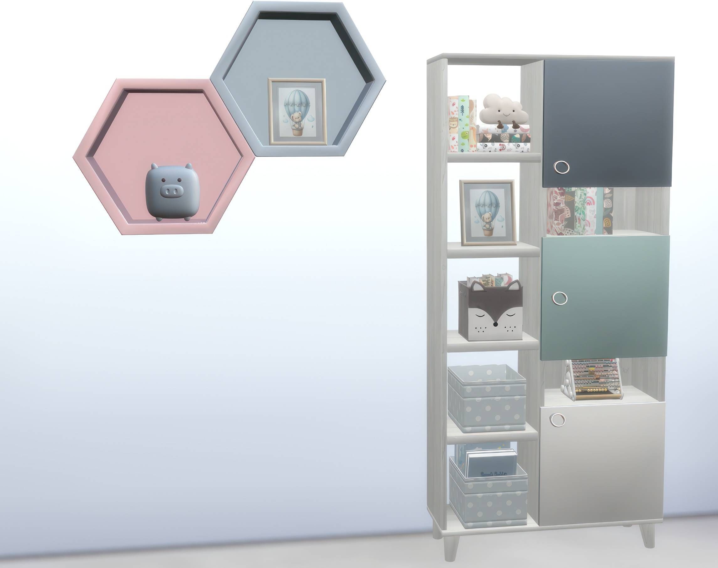 Kids book baskets set mod for The Sims 4 