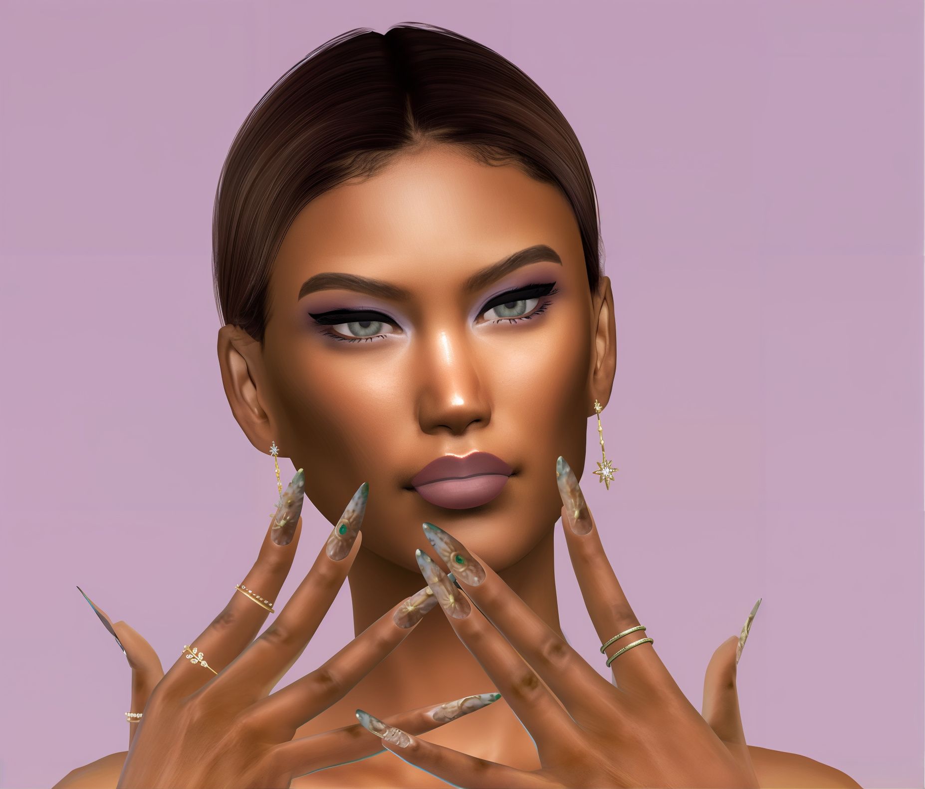 Abstract nails set 60 mod for The Sims 4 