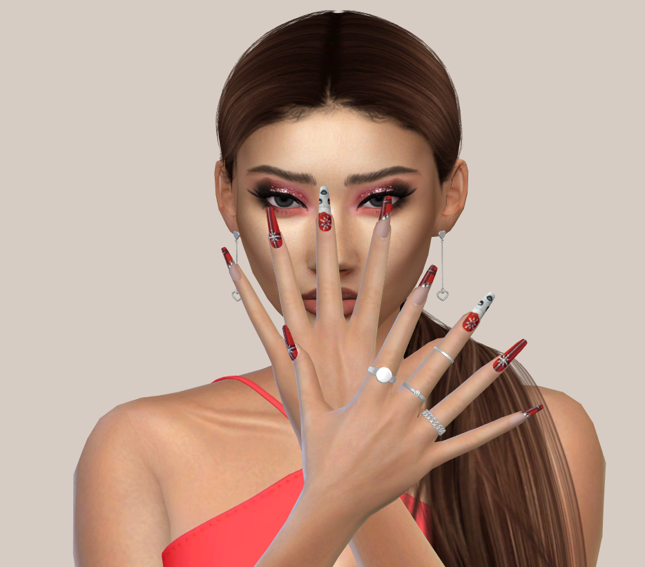 Xmas nails set 159 mod for The Sims 4 