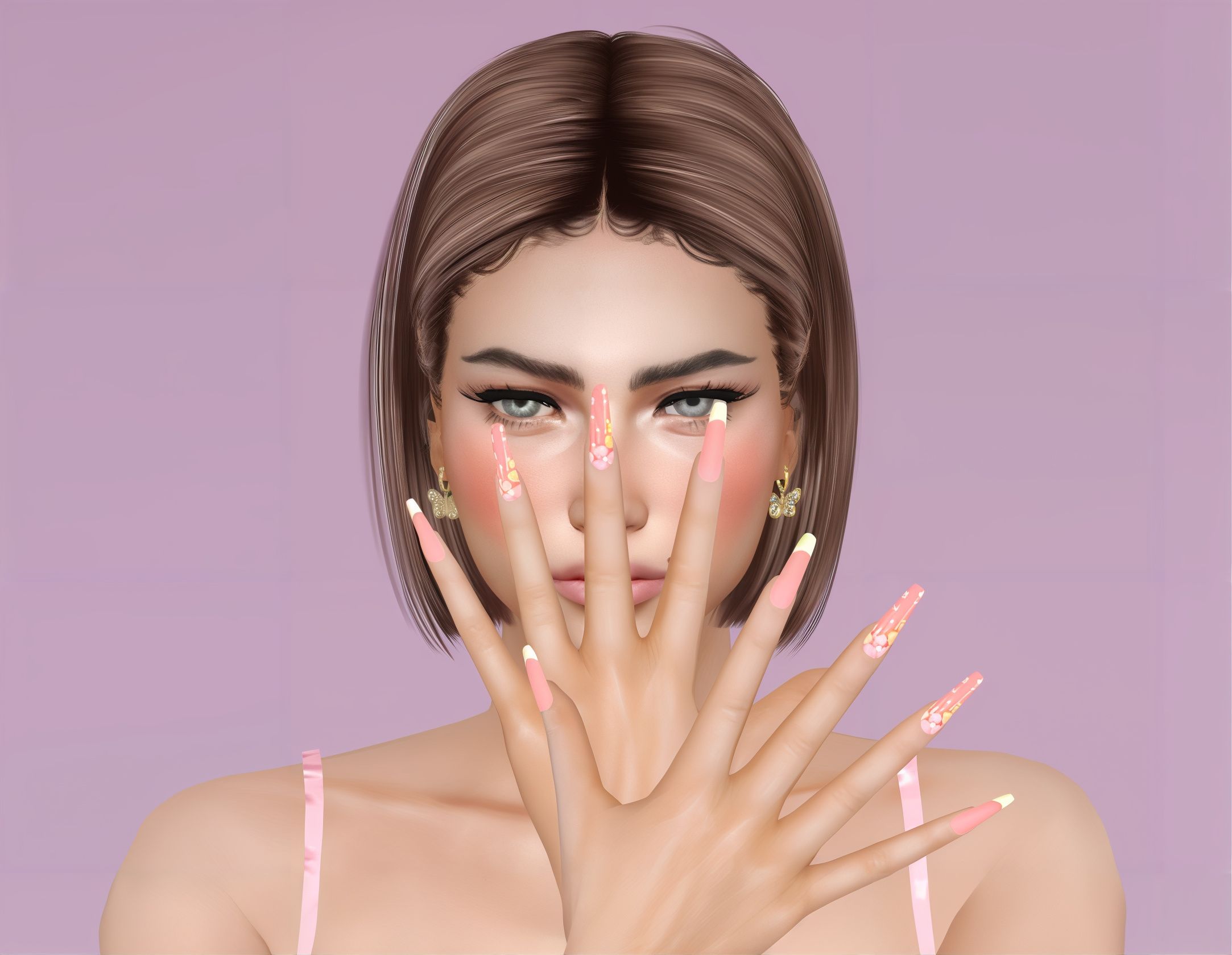 Spring nails set 30 mod for The Sims 4 