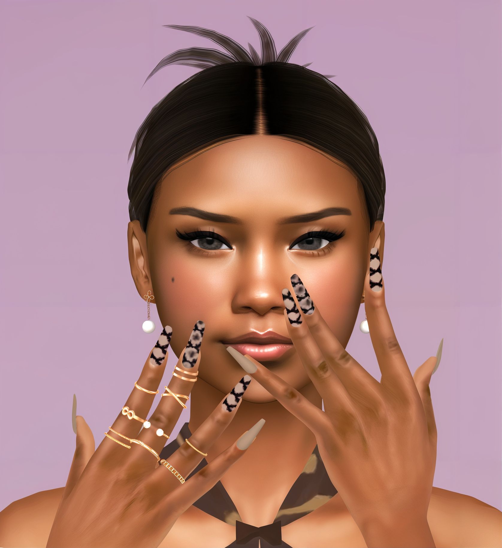Abstract nails set 27 mod for The Sims 4 