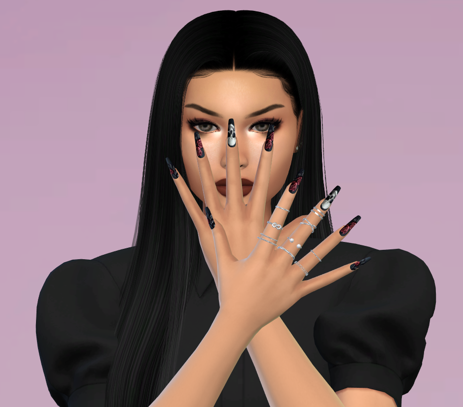 Goth nails set 96 mod for The Sims 4 