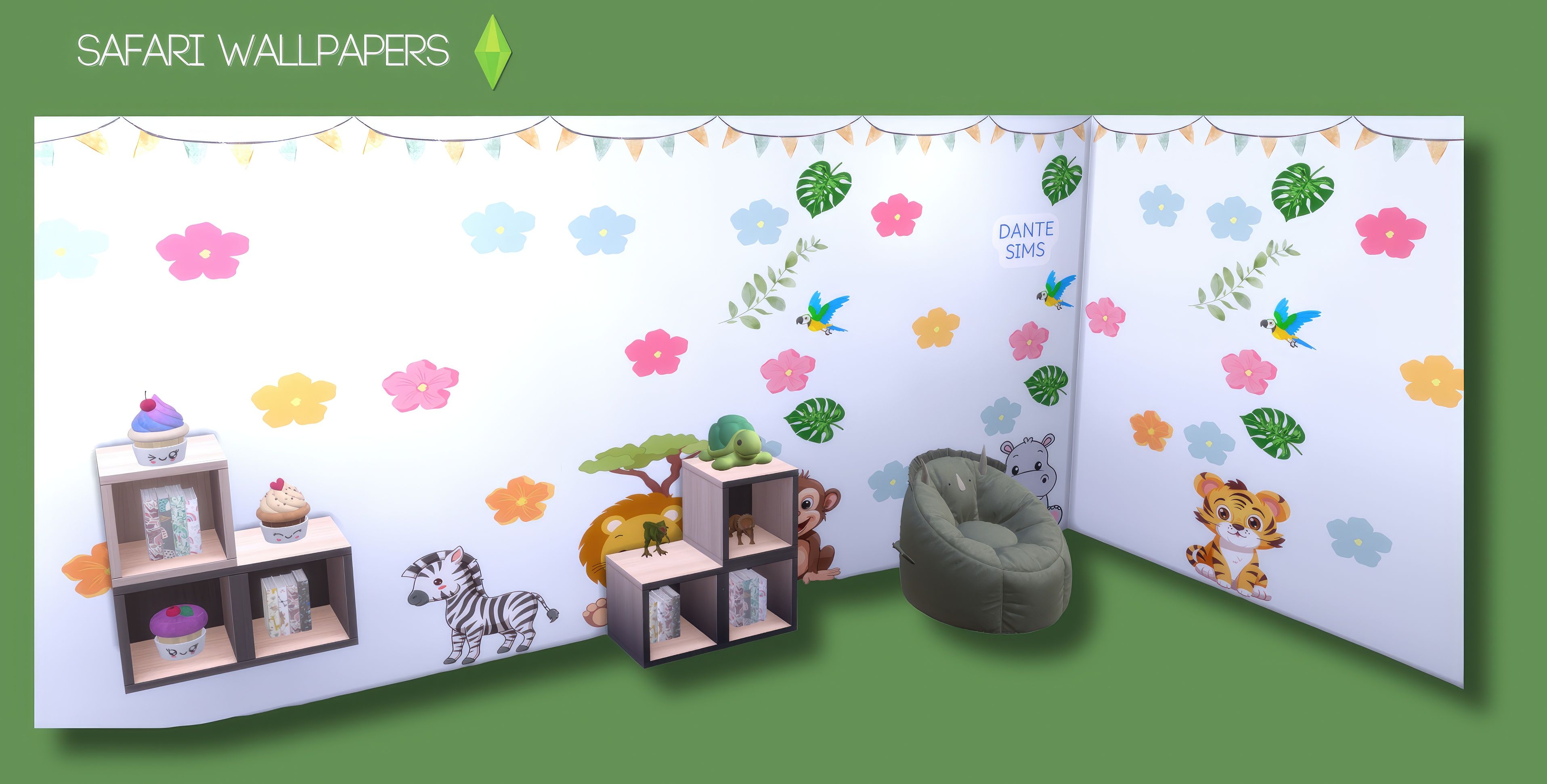Kids Safari wallpaper mod for The Sims 4 