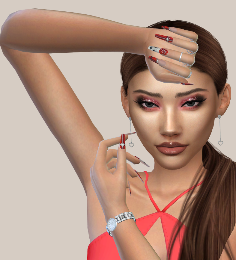 Xmas nails set 159 mod for The Sims 4 