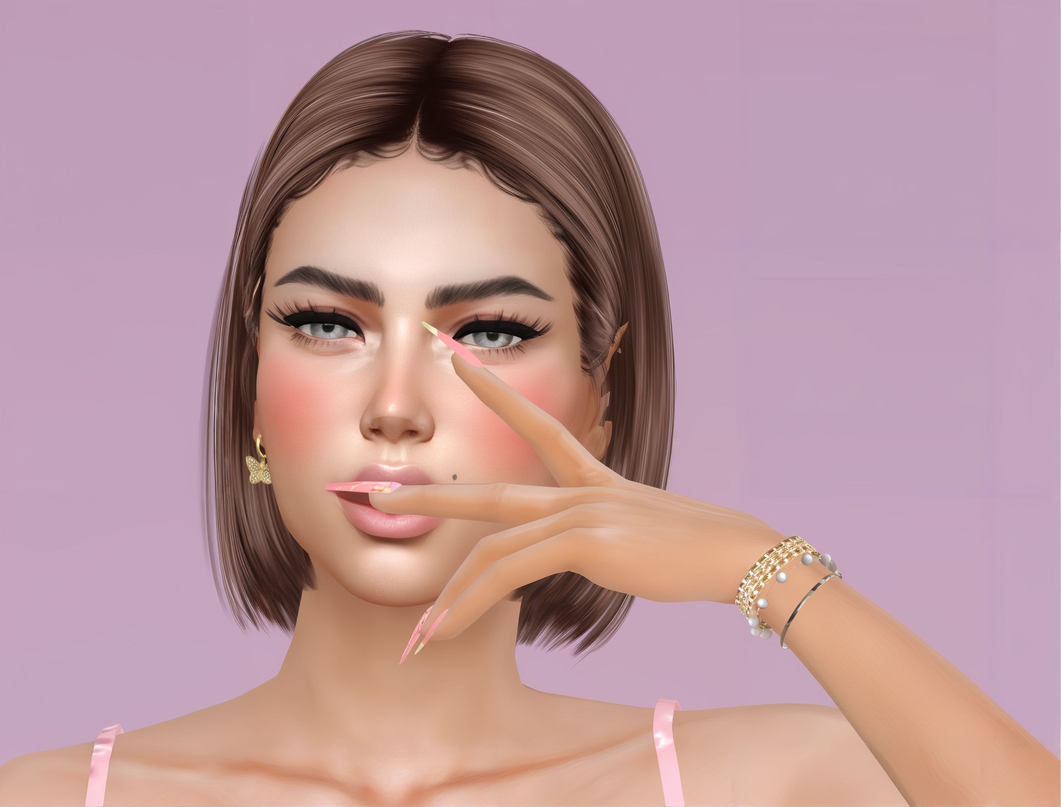 Spring nails set 30 mod for The Sims 4 