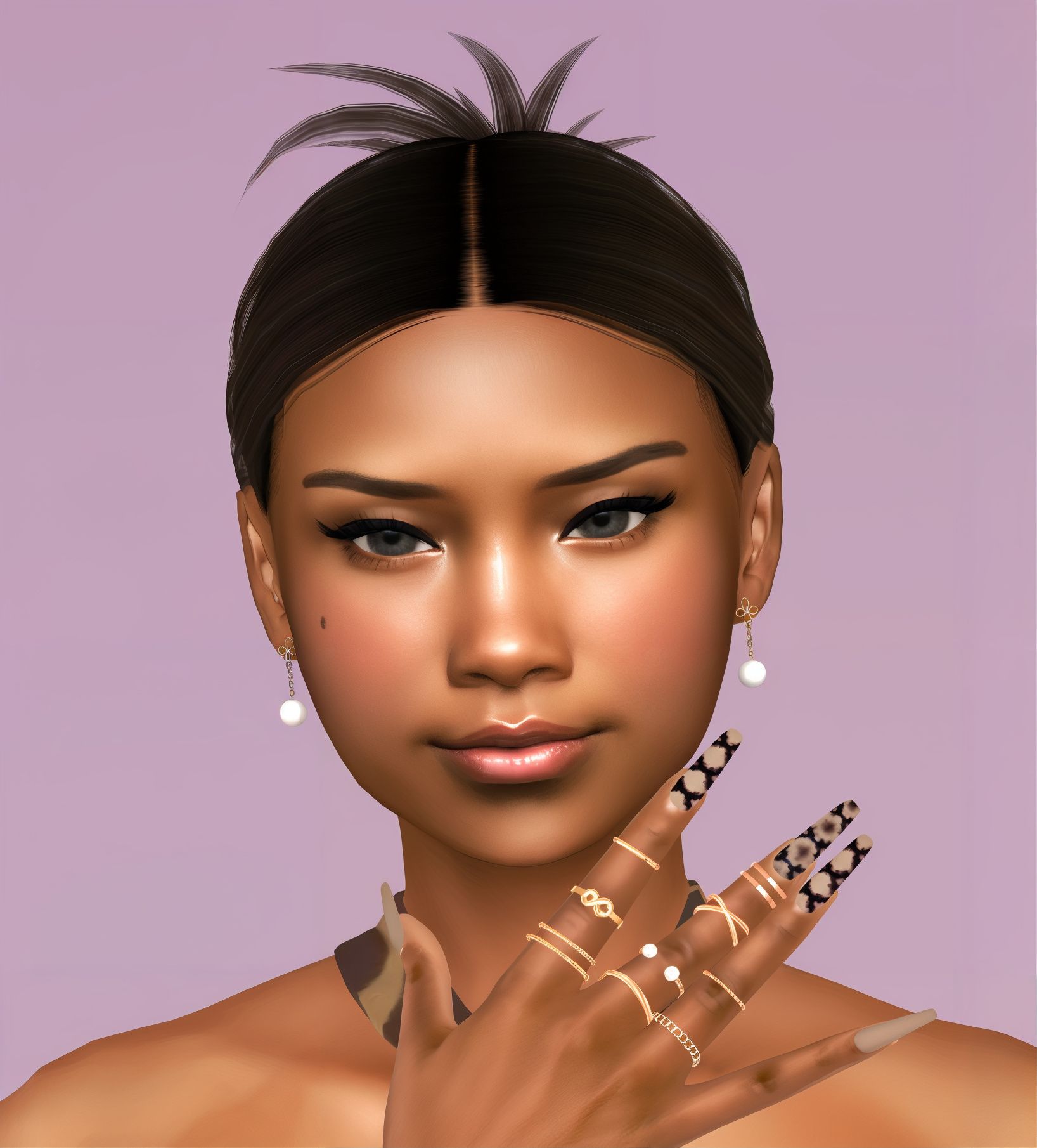 Abstract nails set 27 mod for The Sims 4 