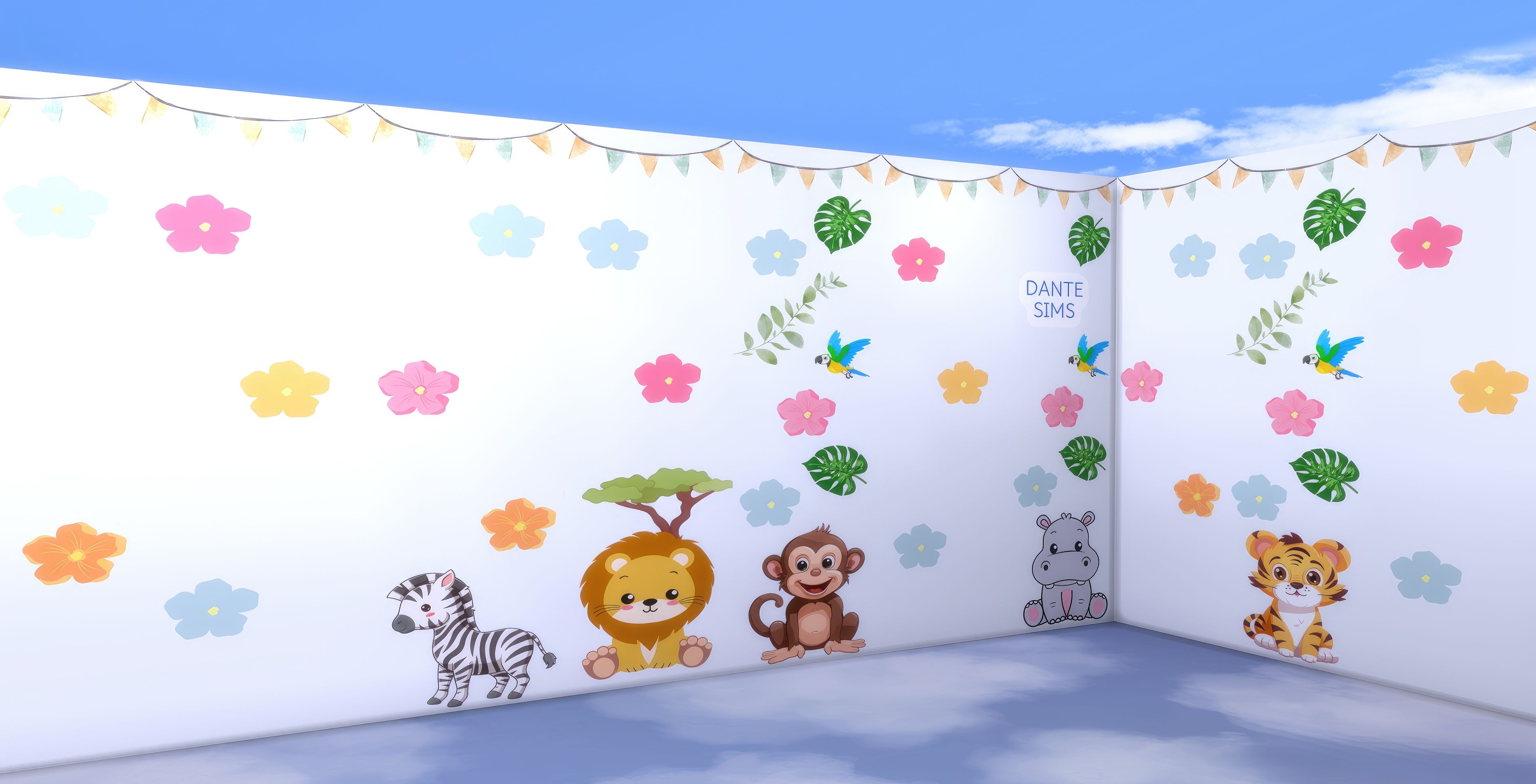 Kids Safari wallpaper mod for The Sims 4 