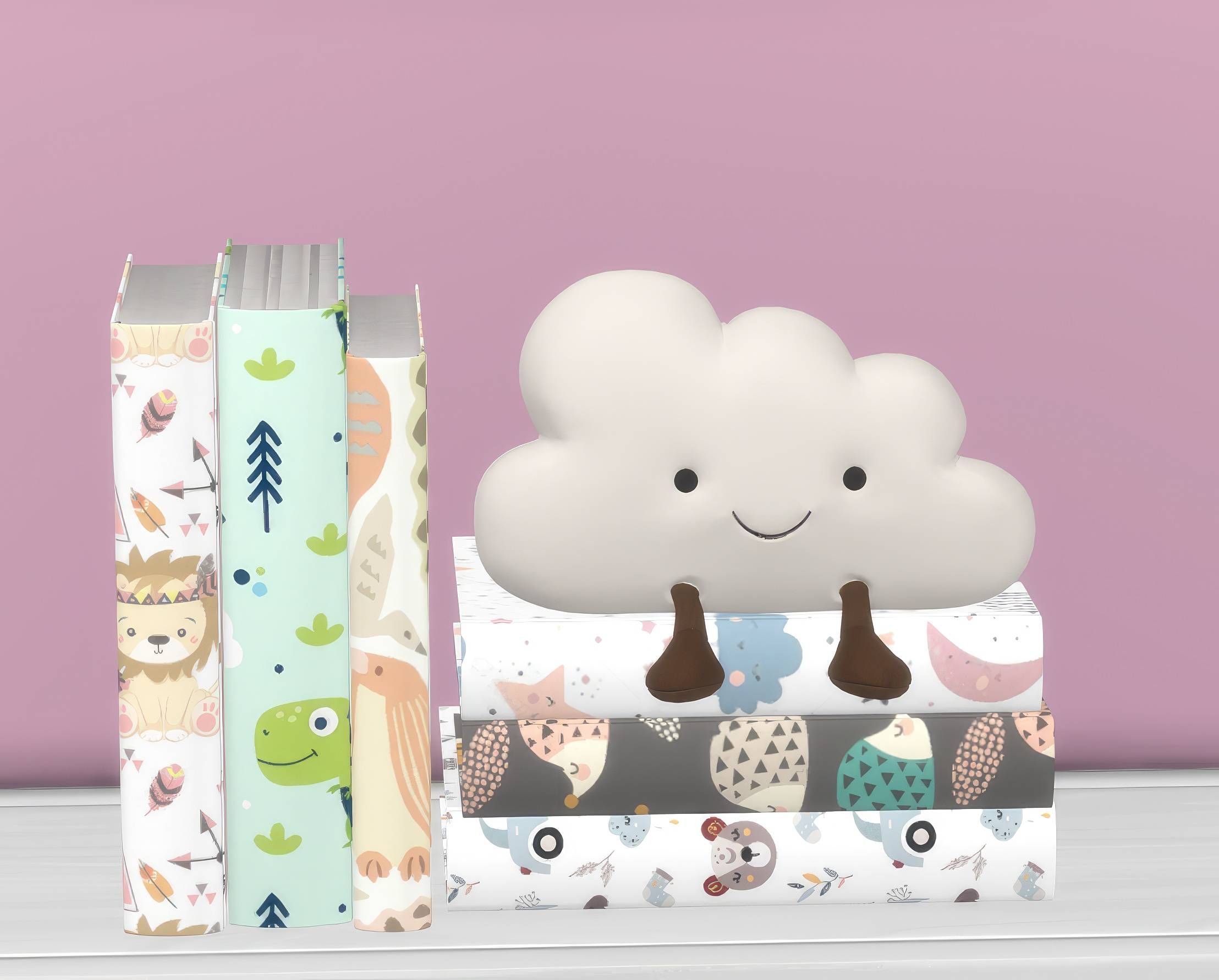Cute wolf book basket set mod for The Sims 4 