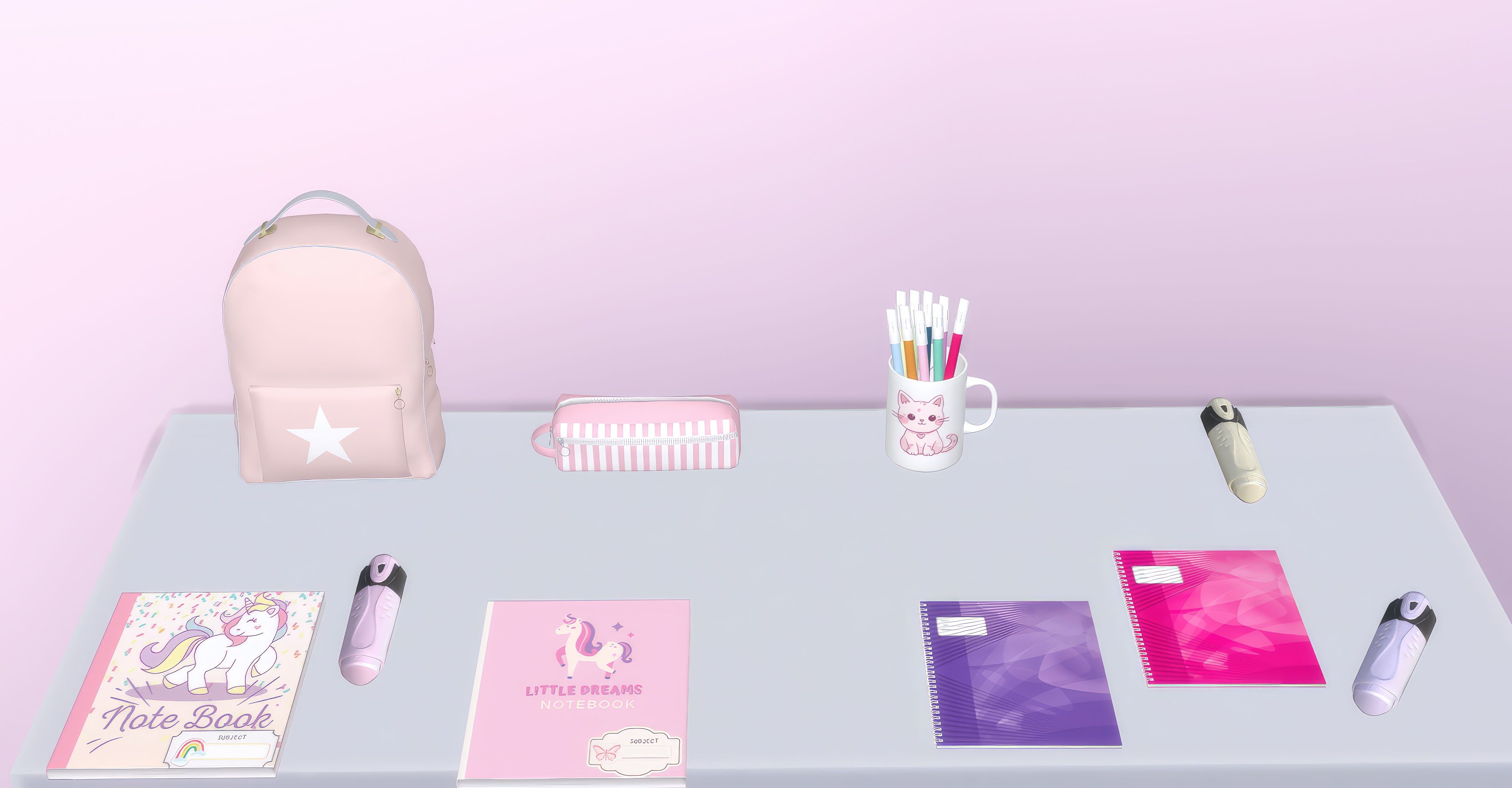 Pink kitty school set mod for The Sims 4 