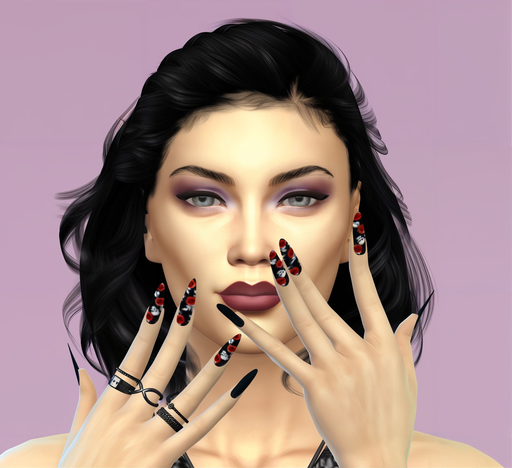 Goth nails set 14 mod for The Sims 4 