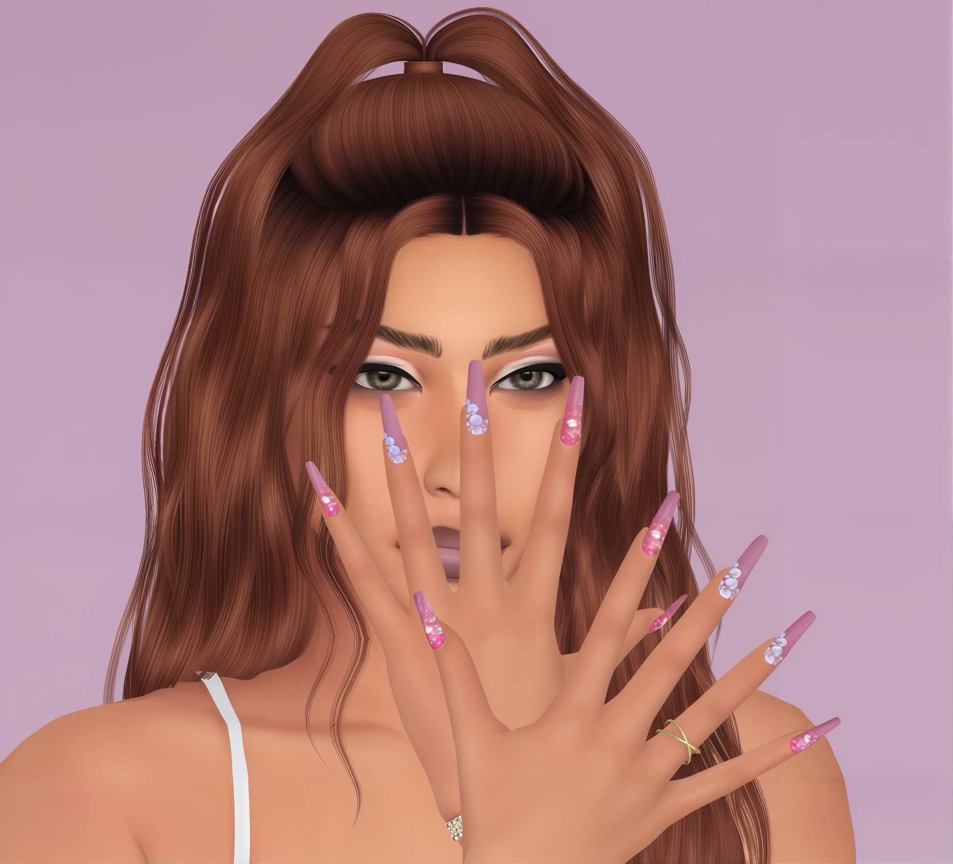 Glitter nails set 17 mod for The Sims 4 