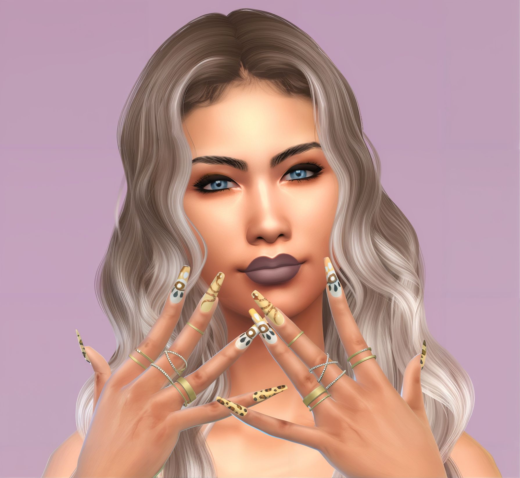 Abstract nails set 12 mod for The Sims 4 
