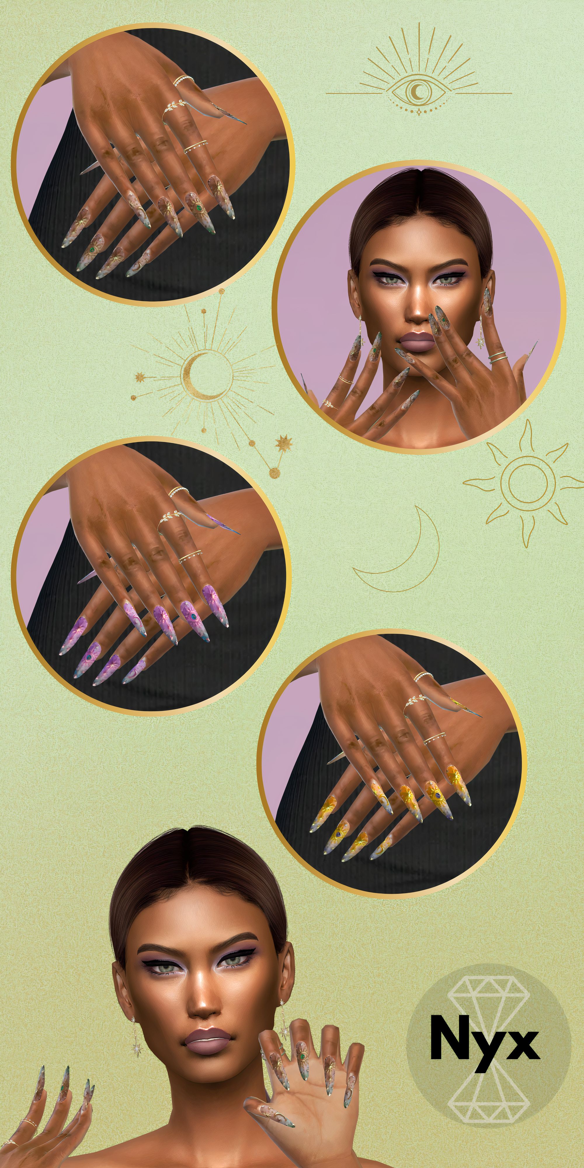 Abstract nails set 60 mod for The Sims 4 