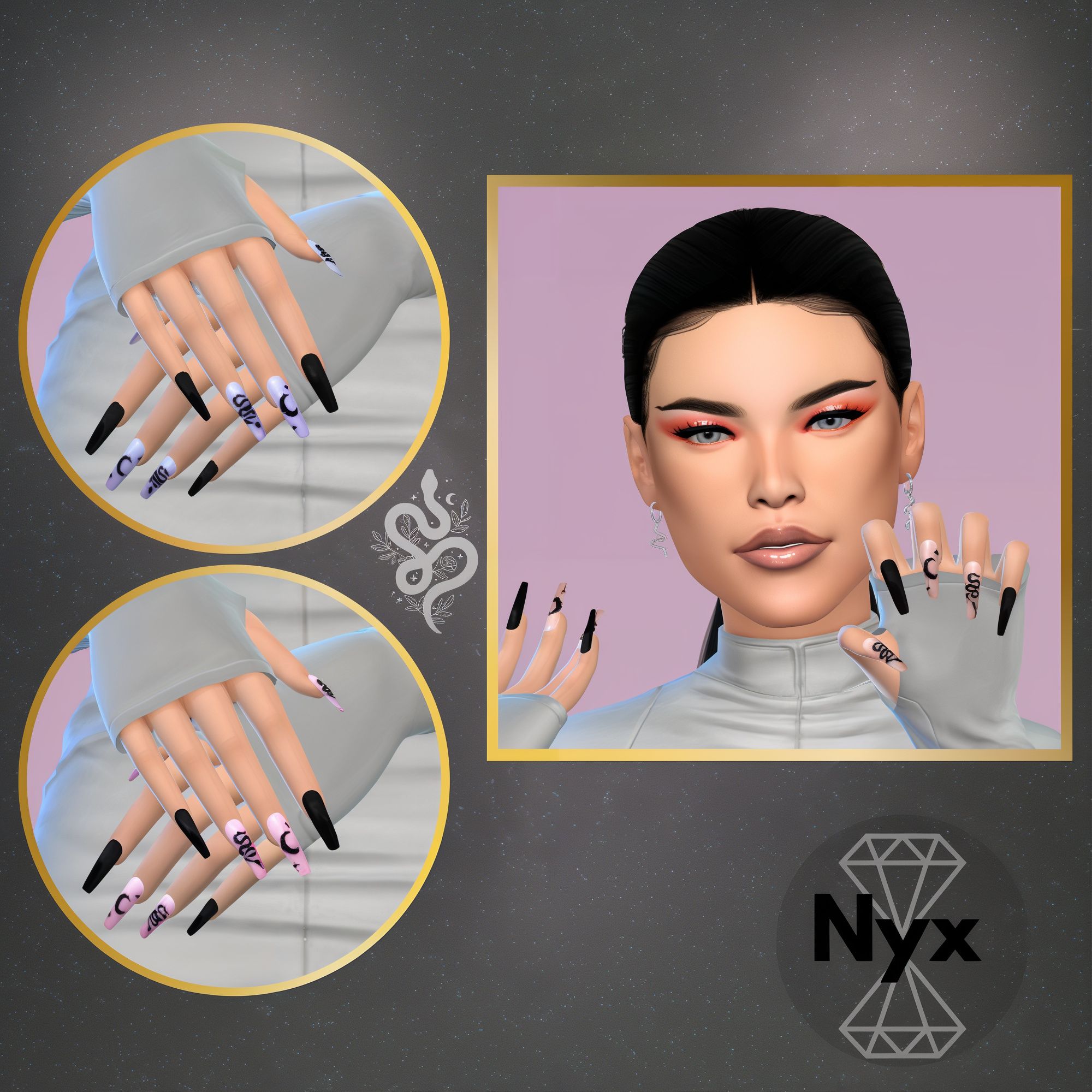Goth nails set 54 mod for The Sims 4 