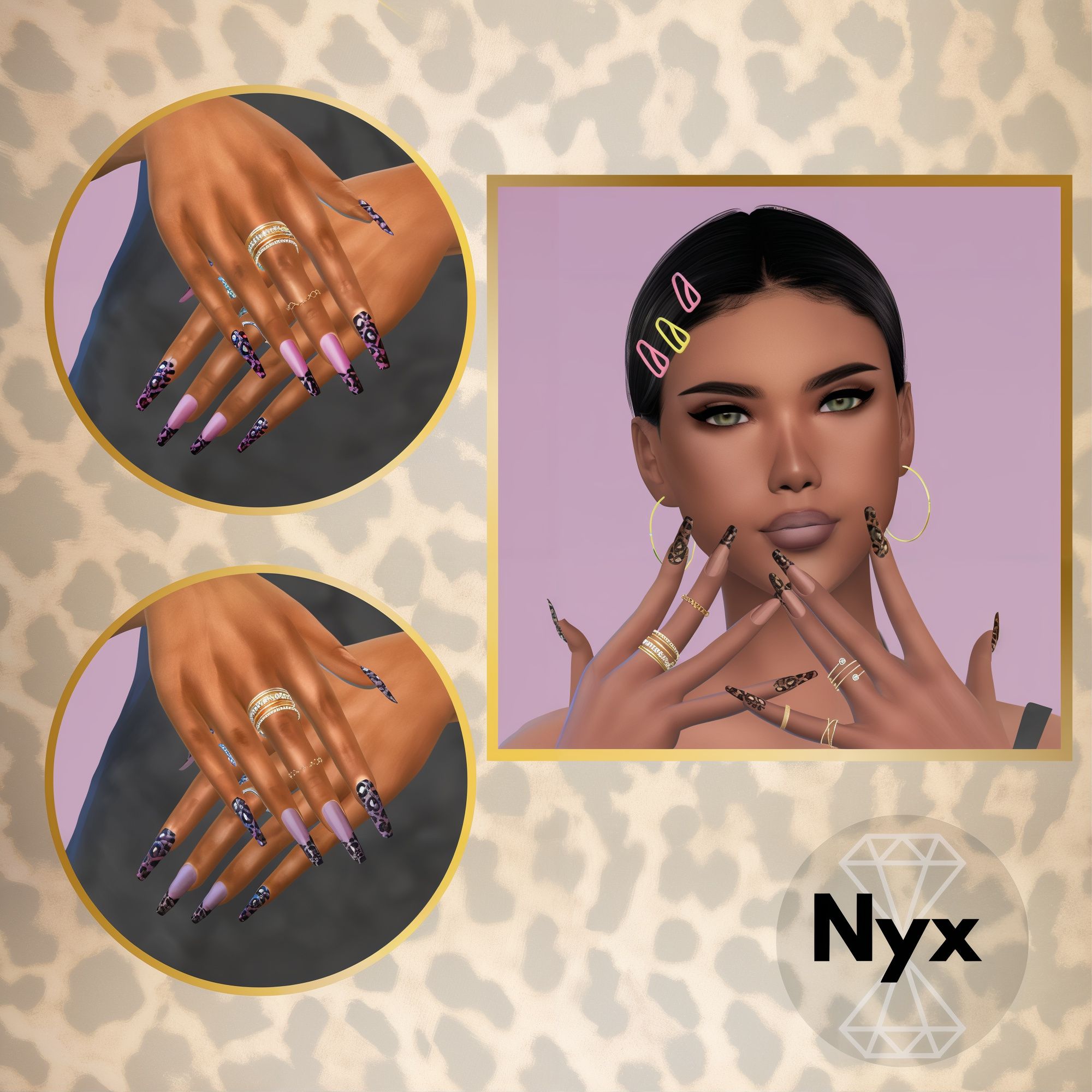 Matte nails set 38 mod for The Sims 4 