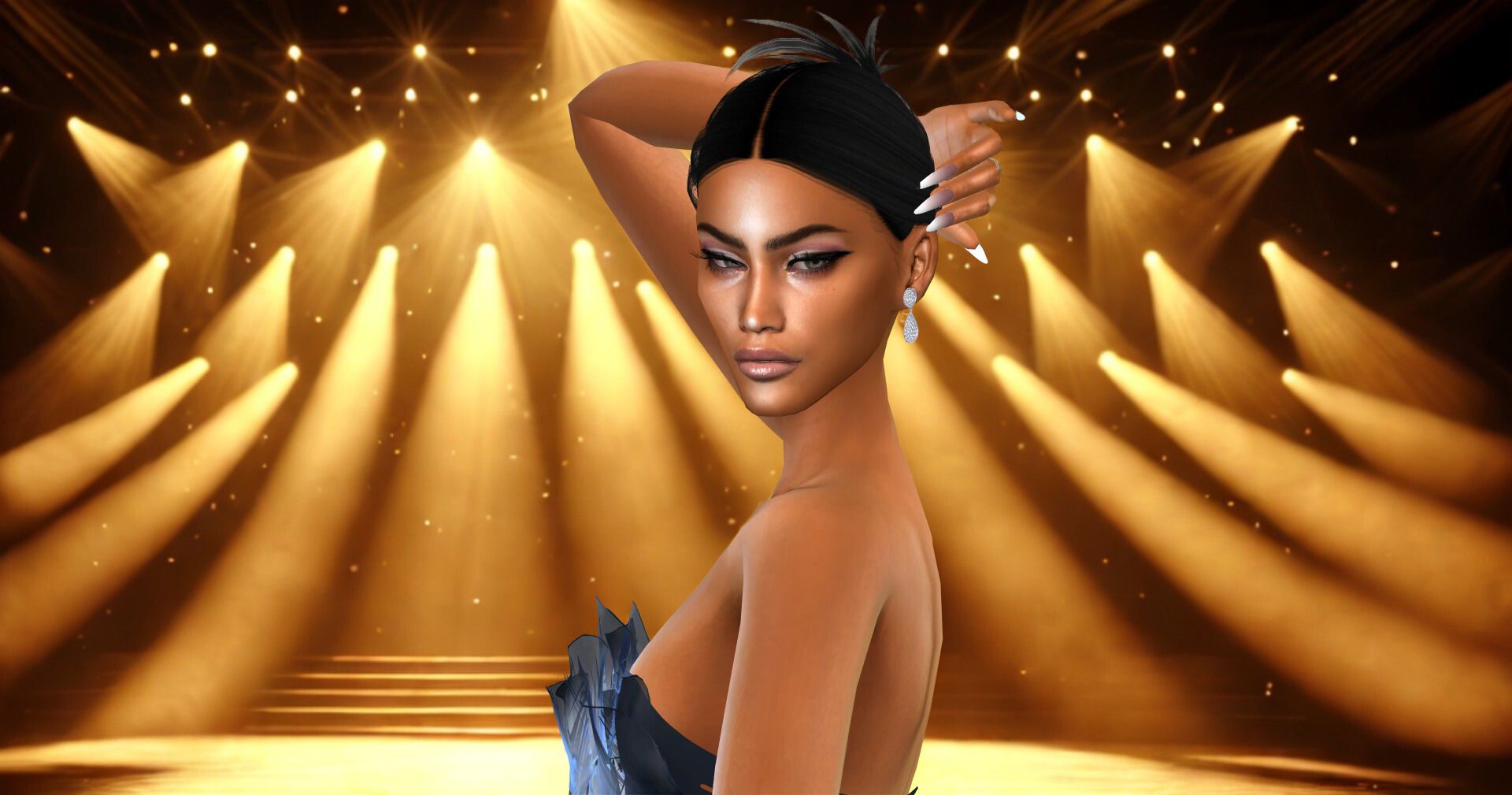 Crystal Tear drop Galaxy Earrings mod for The Sims 4 