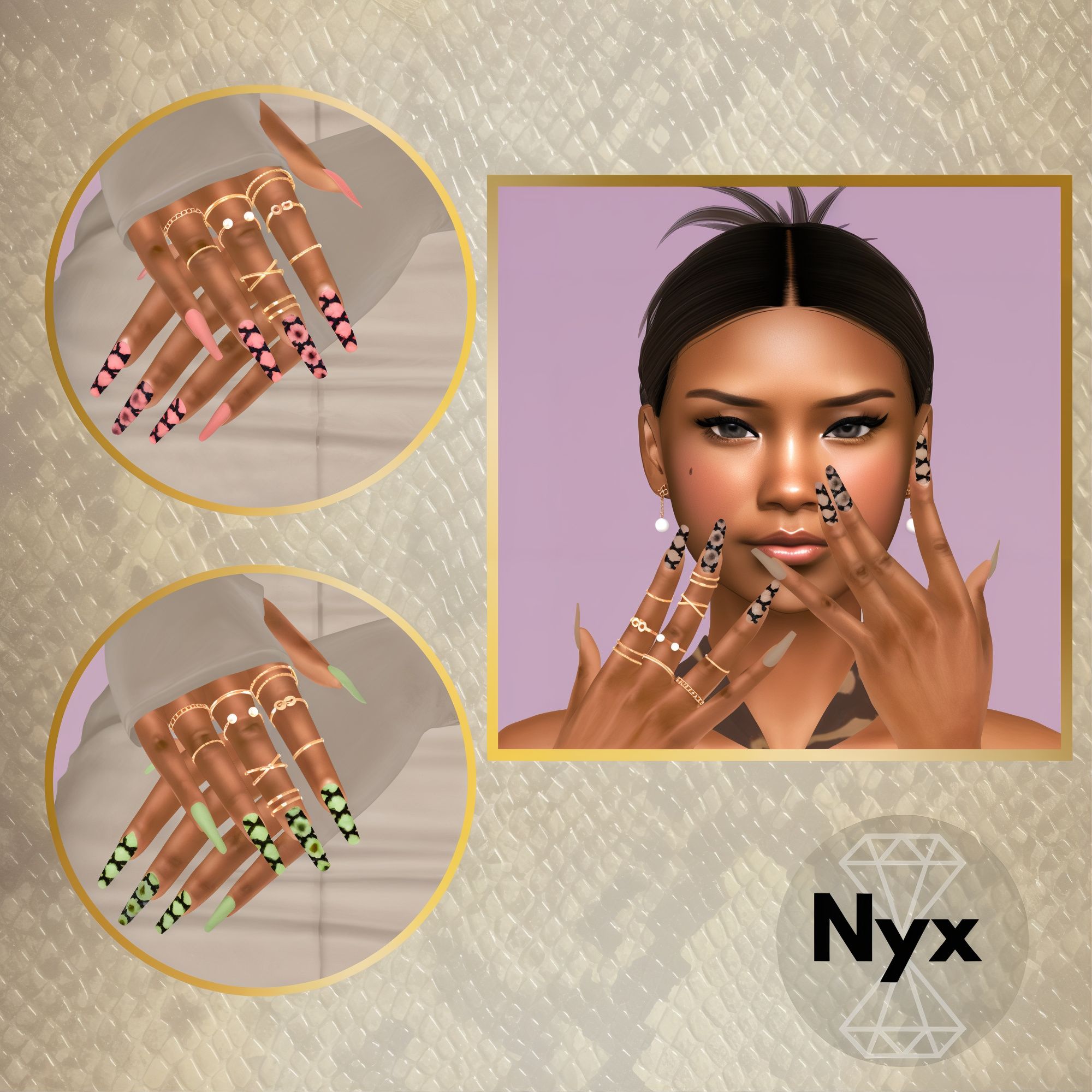 Abstract nails set 27 mod for The Sims 4 